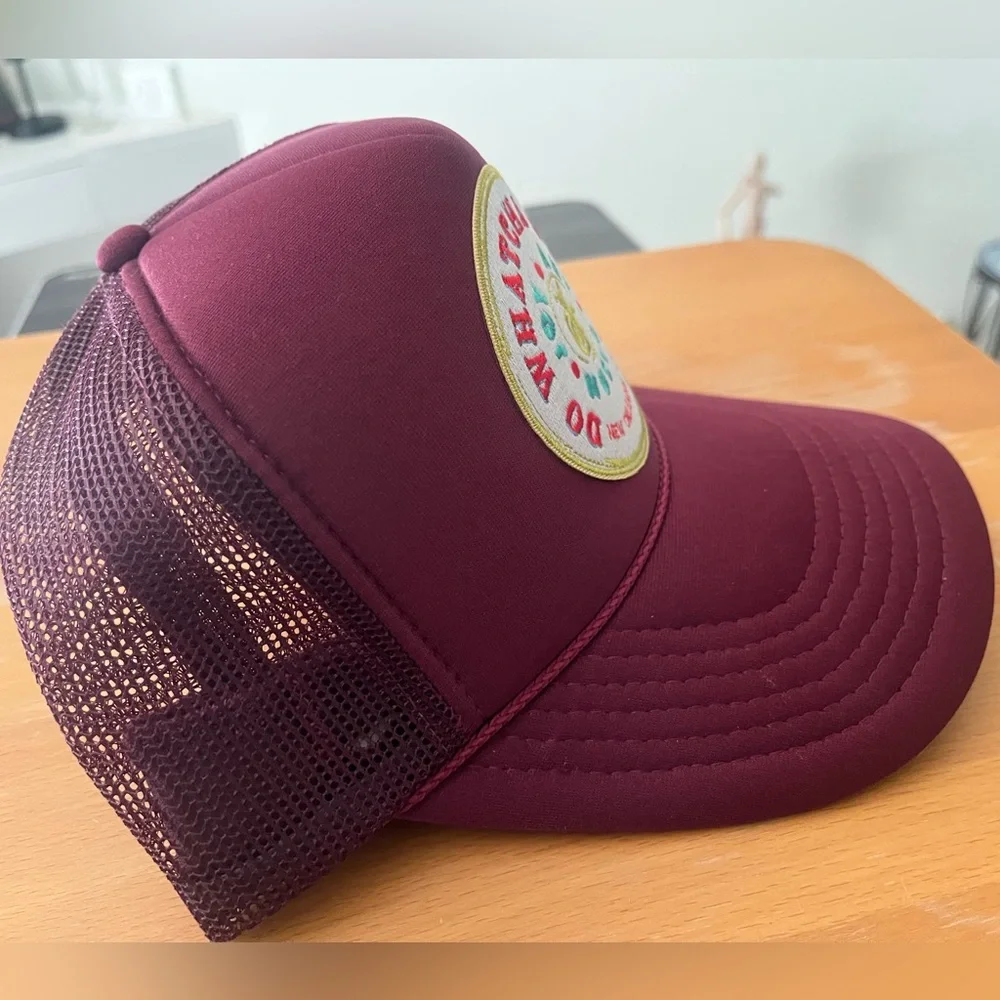 Burgundy “DO WHATCHA WANNA” Trucker Hat by JAMNOLA™ - Picture 3 of 5
